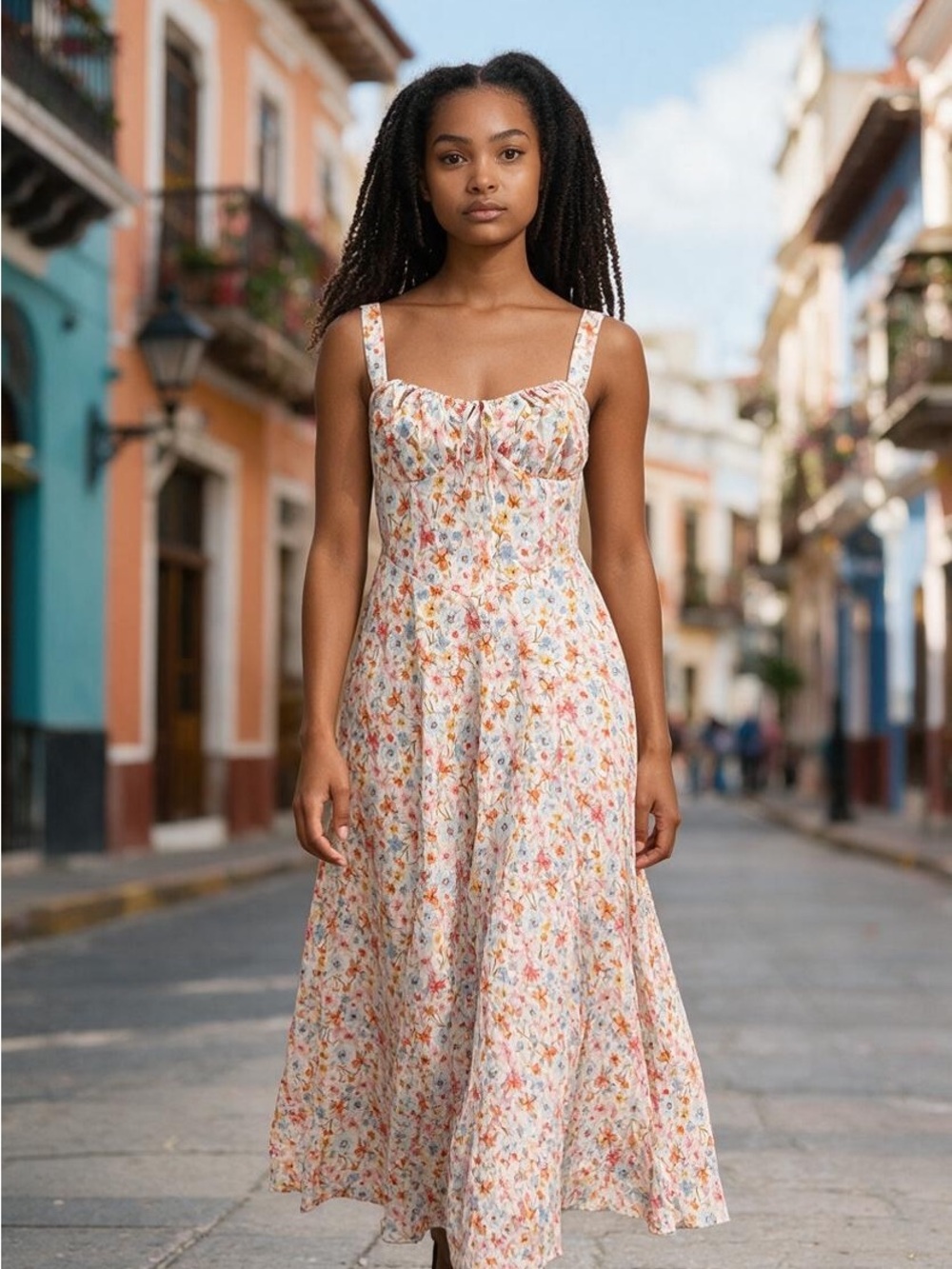 Petal & Pup White Multi Floral Midi Dress